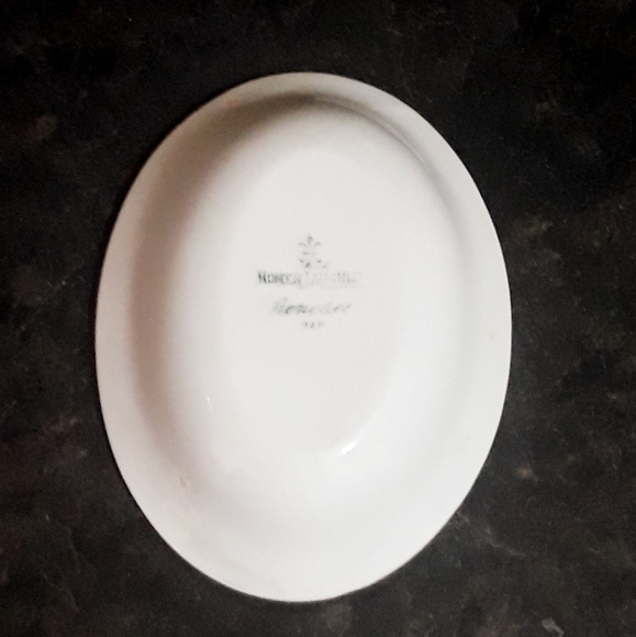 Antique 1912 Homer Laughlin Genesee Purple Flower Green Clover Oval Dish - Picture 7 of 10